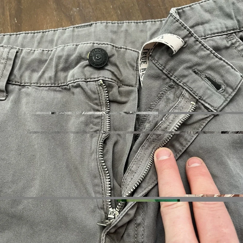 True Religion Marco Cargo Joggers Men's 32 Gray Khaki Pockets Pants 34x27
